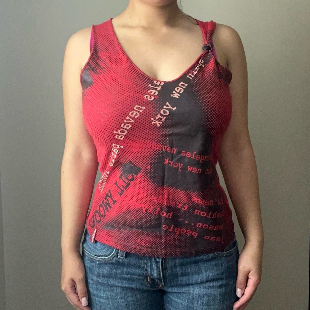 Y2K Red Graphic Hollywood Top